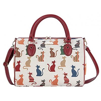 Signare Tapestry Duffle Bag Overnight Bags Weekend Bag for Women with Animal and Pet Design Cheeky Cat TRAV-CHEKY