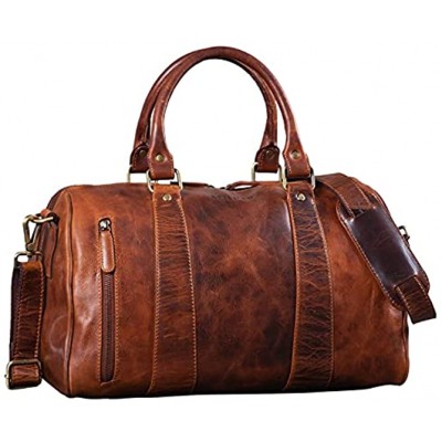 STILORD 'Keanu' Weekend Bag Leather Women Men Vintage Shoulder Bag Travel Bag Cabin Size Handbag for Travelling in Genuine Leather Colour:Kara Cognac