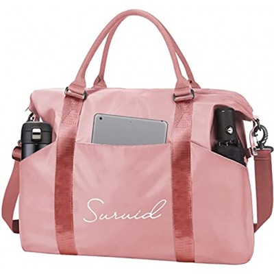 Weekend Bags for Women,Holdall Bags for Men,Dry and Wet Separated Overnight Bags Lightweight Pink