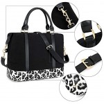 Women Weekender Bag Carry on Travel Duffle Tote in Trolley Handle 287 White Leopard-Black Modern Fitted