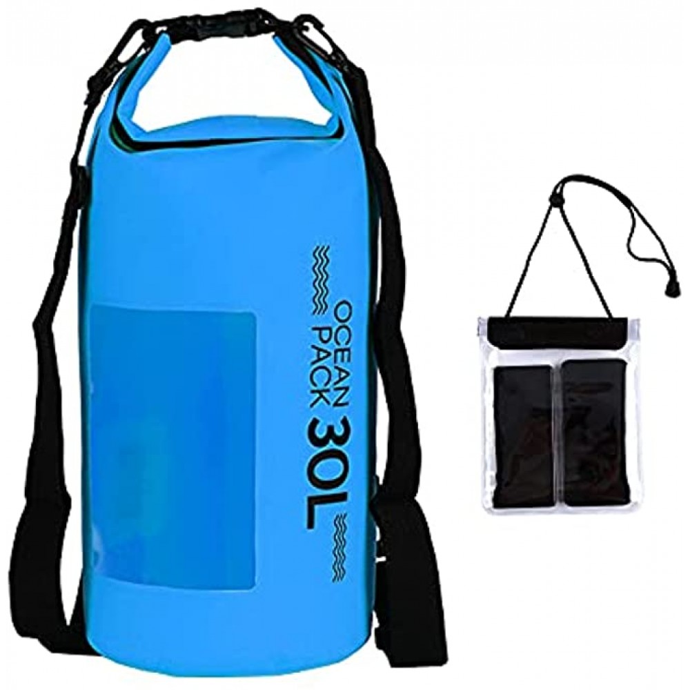 500D PVC Mesh Cloth Waterproof Dry Bag Backpack Roll Top Dry Compression Sack 5L 10L 20L 30L dry bag with Clear Window and Flat Transparent Waterproof Phone Case Touch Screen Dry Bag for Small Items