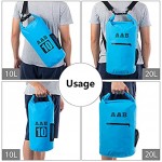 AAB Waterproof Dry Bag Backpack- 10 L 20L with Phone Case-Floating Dry Sack with Adjustable Shoulder Strap Waterproof Bag for Boat Water Sports Kayaking Rafting Boating Beach Gifts for Men and Women