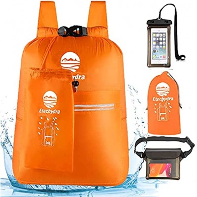 Etechydra Dry Bag Waterproof Backpack Lightweight Floating Dry Sack Roll Dry Backpack with Phone Dry Bag & Bum Bag Backpacking for Beach Swimming Boating Camping & Fishing