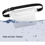 HEETA 2-Pack Waterproof Pouch Screen Touch Sensitive Waterproof Bag with Adjustable Waist Strap Keep Your Phone and Valuables Dry Perfect for Swimming Diving Boating Fishing Beach White & Blue
