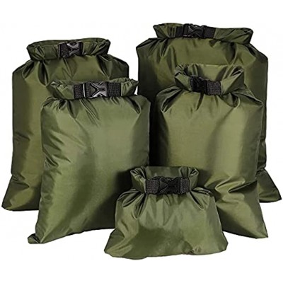 KAHEIGN 5Pcs WaterProof Dry Bags 1.5L  2.5L  3.5L  4.5L  6L Lightweight Dry Sacks Portable Dry Bag for Outdoor Hiking Fishing Camping Use Green