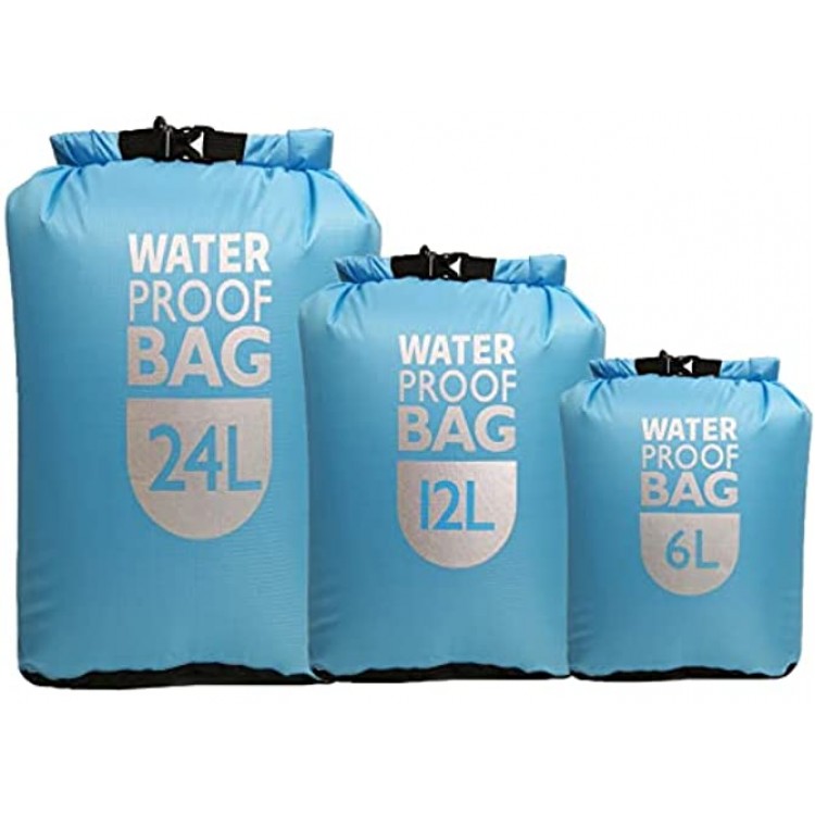 kuou Waterproof Dry Sack Large Capacity Dry Bags Waterproof Bag Lightweight Dry Bag Snorkeling Bag Drifting Bag 6L+12L+24L