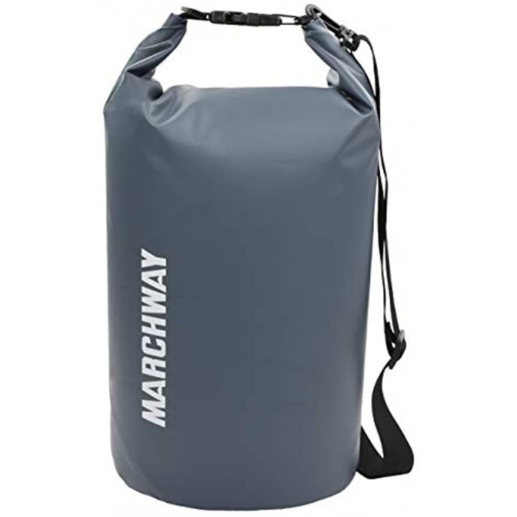 MARCHWAY Floating Waterproof Dry Bag Backpack 5L 10L 20L 30L 40L Roll Top Pack Sack Keeps Gear Dry for Kayaking Rafting Boating Swimming Camping Hiking Beach Fishing Grey 20L