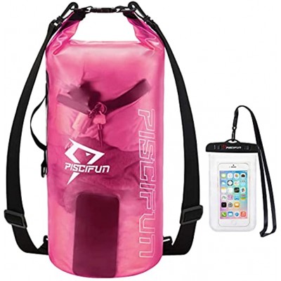 Piscifun Dry Bag Waterproof Clear Dry Bag Backpack Lightweight with Phone Case for Kayaking Swimming Boating Surfing and Fishing 2L Pink Dry Bag for Women and Men