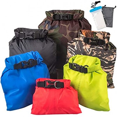 QUACOWW 6 Pcs Waterproof Dry Bag Set Lightweight Multicolour Dry Sacks Floating Storage BagDrifting Bags for Boating Hiking Camping Cycling Rafting and Fishing1.5L+2.5L+3L+3.5L+5L+8L