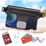 S SMAUTOP 2-Pack Waterproof Pouch Bag with Adjustable Waist Strap,Waterproof Waist Bag Phone Case Screen Touch Sensitive Dry Bag Valuables Dry for Swimming Diving Boating Fishing Beach