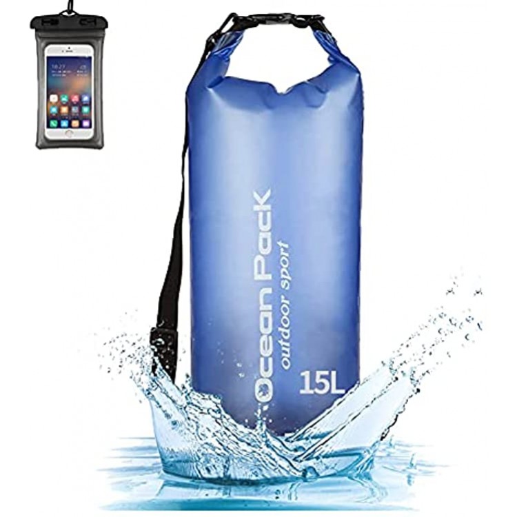 Waterproof Bag Dry Bag 2L 5L 10L 20L Clear Dry Bag Sack with Waterproof Phone Bag for Men Women Roll Top Waterproof Backpack for Kayaking Swimming Boating Surfing Fishing Camping Beach Travelling