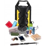 Waterproof Dry Bag PVC Dry Compression Sack with Adjustable Shoulder Strap for Fishing Hiking 15L Yellow