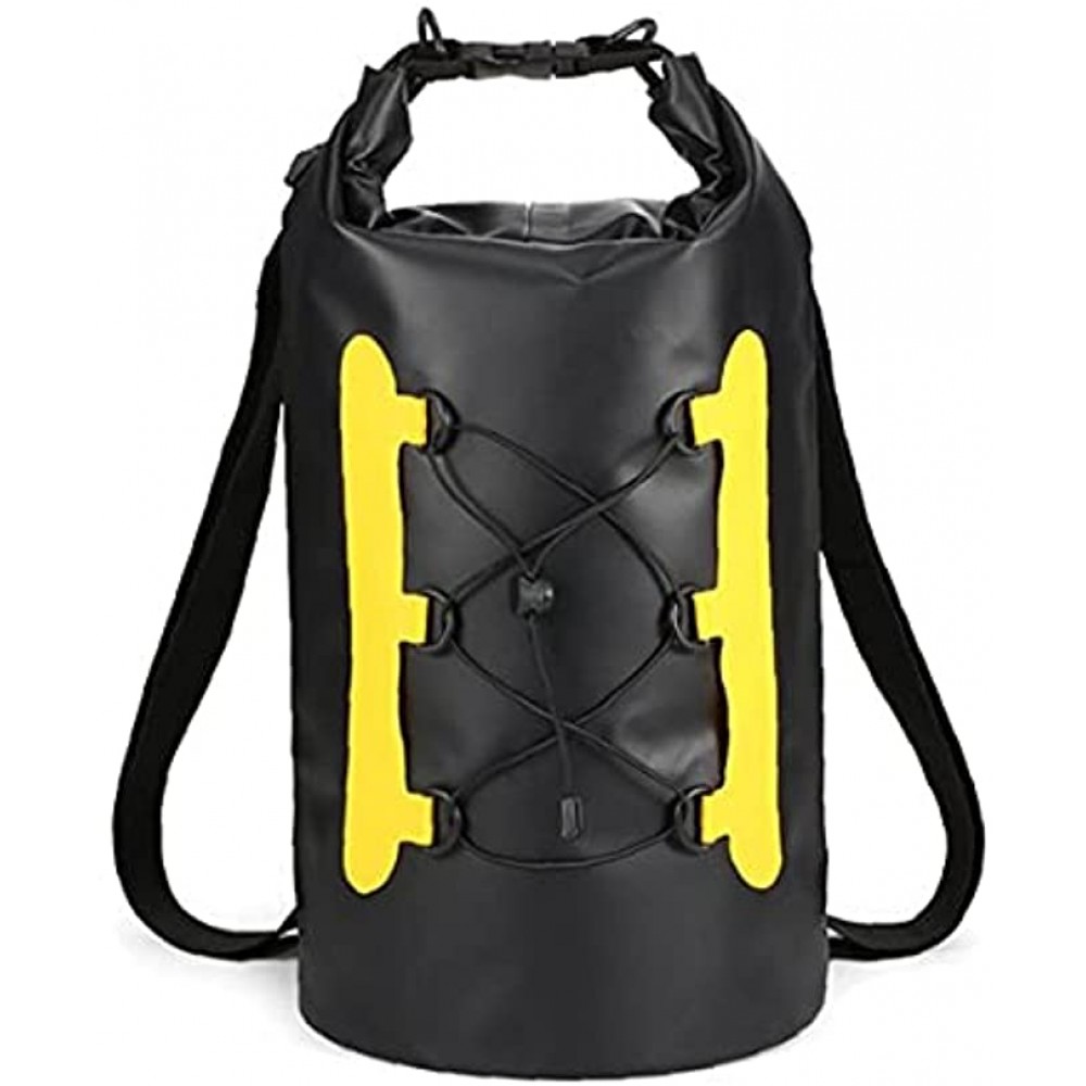 Waterproof Dry Bag PVC Dry Compression Sack with Adjustable Shoulder Strap for Fishing Hiking 15L Yellow