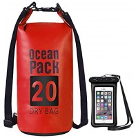 YWSPECIAL4U Waterproof Dry Bag with Phone Case 5L 10L 15L 20L Storage Backpack for Outdoor Floating Kayaking Boating Rafting Swimming Hiking Camping Fishing and Beach Red 15L