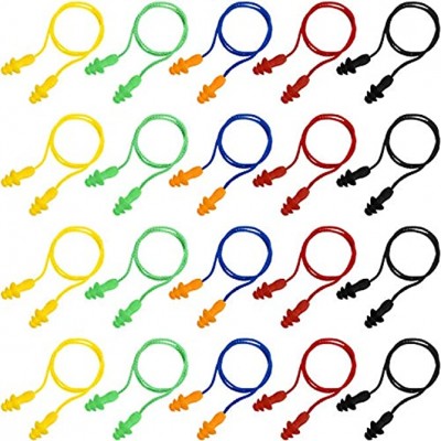 20 Pairs Corded Ear Plugs Reusable Silicone Earplugs Sleep Noise Cancelling for Hearing Protection Color 7