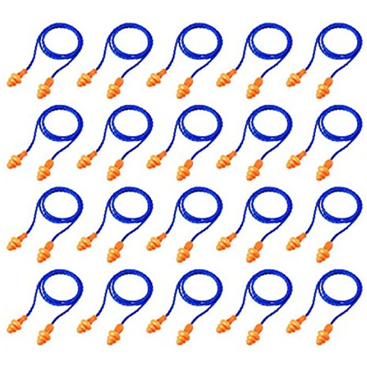 20 Pairs Corded Ear Plugs Reusable Silicone Earplugs With String Banded Ear Plug Sleep Noise Cancelling For Hearing Protection blue