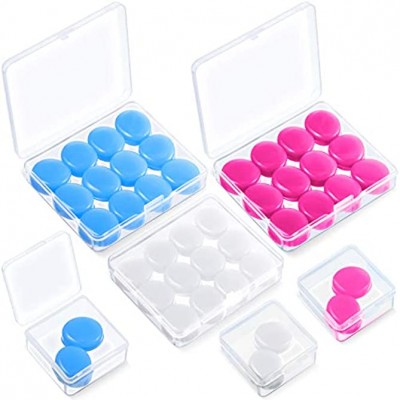 21 Pairs Ear Plugs for Sleeping Soft Reusable Moldable Silicone Earplugs Noise Cancelling Earplugs Sound Blocking Ear Plugs with Case for Swimming Concert Airplane 32dB NRR White Blue Rose Red