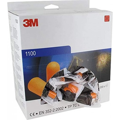 3M 1100 Foam Roll Down Ear Plug Orange Pack of 200