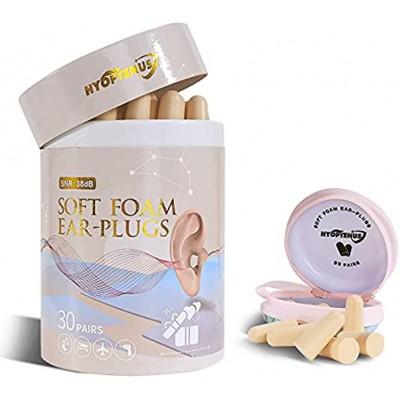 Ear Plugs for Sleeping Hyoptenus 30 Pairs 38dB Highest SNR Noise Reduction Soft Foam Earplugs with Random Mystery Case Reusable Hearing Protector for Snoring Travel Concerts Work Study