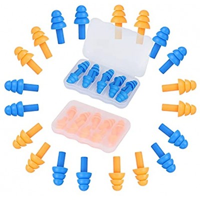 HHTONG Ear Plugs for Sleeping Noise Cancelling 10 Pairs Reusable Silicone Earplugs Great for Sleep Snoring Swimming Travel Work SNR 32db Ear Plugs for Adults & Kids