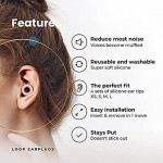 Loop Quiet Earplugs for Sleeping – Super Soft Reusable Hearing Protection in Flexible Silicone for Noise Reduction & Flights 8 Ear Tips in XS S M L – 27dB Noise Cancelling Pink