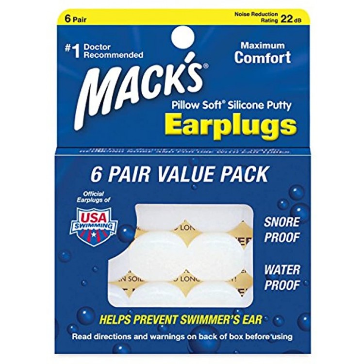 Macks Pillow Soft Moldable Silicone Putty Earplugs 6 Pairs x 3 18 Pairs