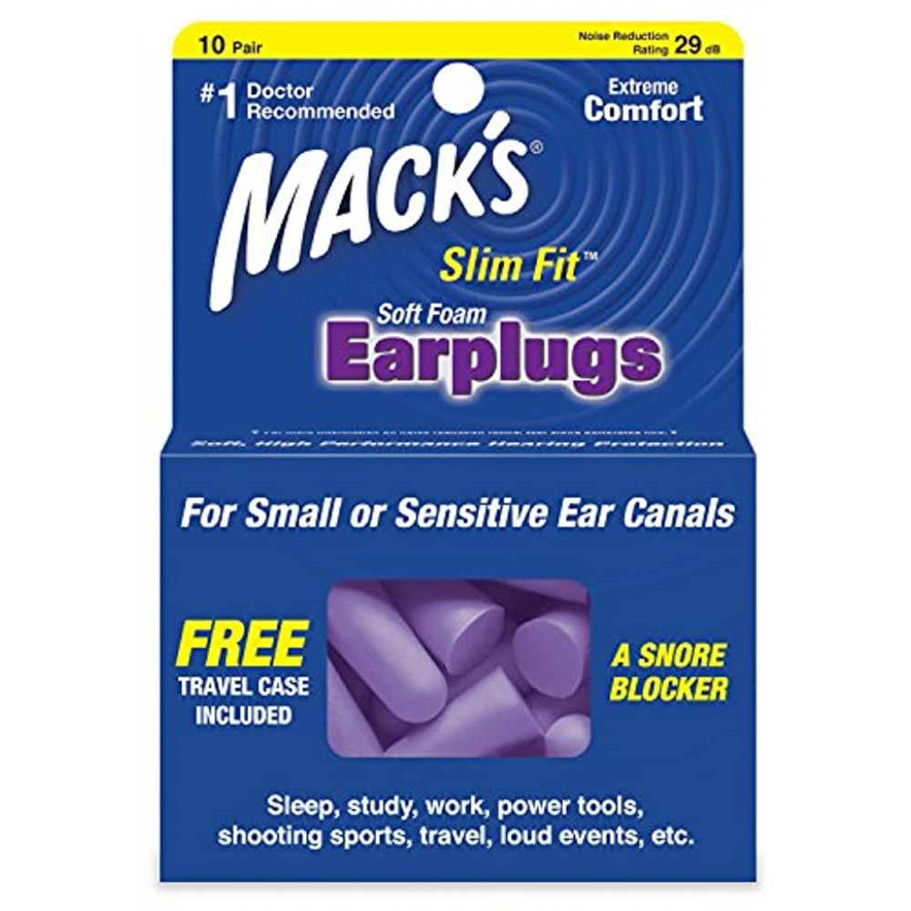 Mack's Safesound Soft Foam Slim Fit Earplugs Pack of 10 Pairs