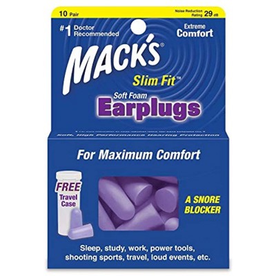 Macks Slimfit Soft Foam Earplugs 10 Pair