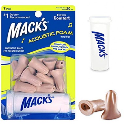 Mack's Unisex's Acoustic Foam Ear Plugs 7 Pair -Beige