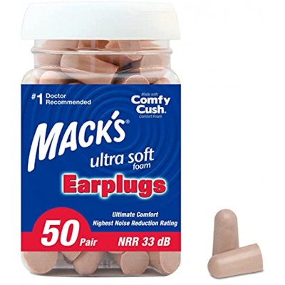 Mack's Unisex's Ultra Soft Ear Plugs 50 Pair -Beige 1 Pack