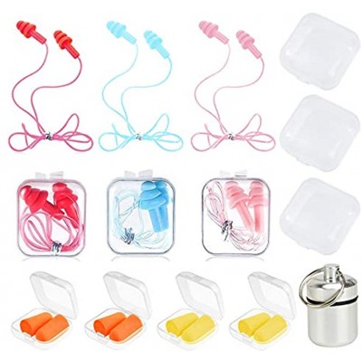 Sleeping Ear Plugs Noise Cancelling Silicone Ear Plugs with Carry Case Sponge Ear Plugs Noicecancelling Earplugs for Sleeping Swimming Working Shooting Travel Hearing Protection 10 Pairs