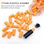 Soft Foam Ear Plugs with Aluminum Carry Case 60 Pairs 38db Noise Reduction Sponge Earplugs Noise Cancelling Ear Plugs for Sleeping Travel Concerts Studying Work Loud Noise Orange