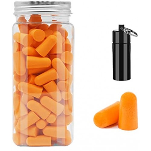 Soft Foam Ear Plugs with Aluminum Carry Case 60 Pairs 38db Noise Reduction Sponge Earplugs Noise Cancelling Ear Plugs for Sleeping  Travel Concerts Studying Work Loud Noise Orange
